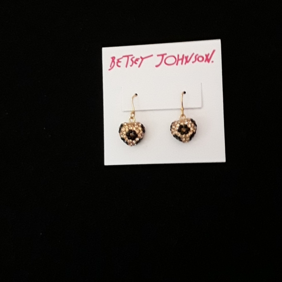 Betsey Johnson Crystals Heart Drop Earrings - Picture 4 of 5